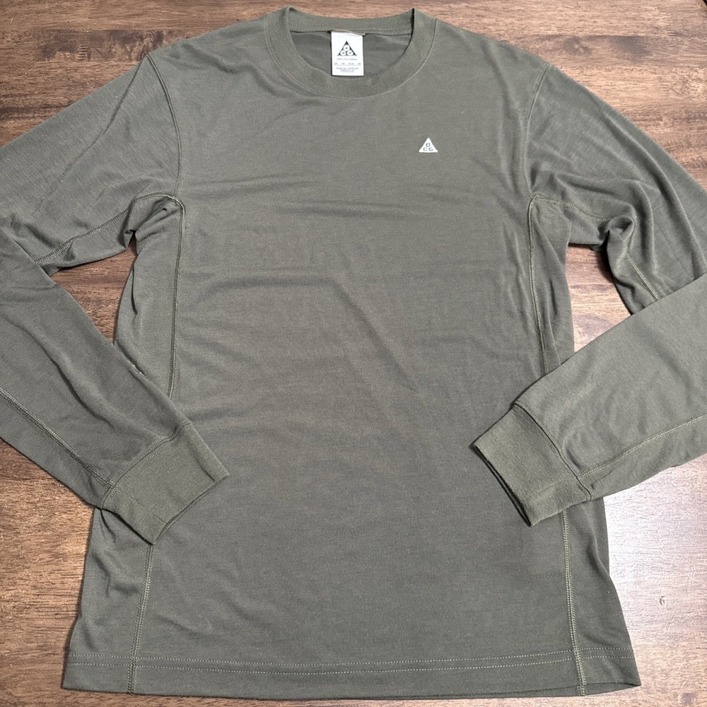 Nike Dri-Fit ACG Goat Rocks Long Sleeve Shirt Men's Size XS Olive Green